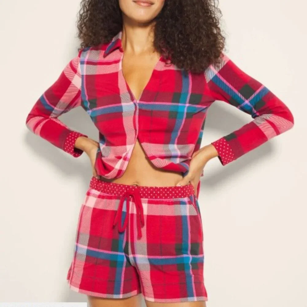 NWT Soma Embraceable Long-Sleeve Notch Top & Short Pj Set - Picture 5 of 8